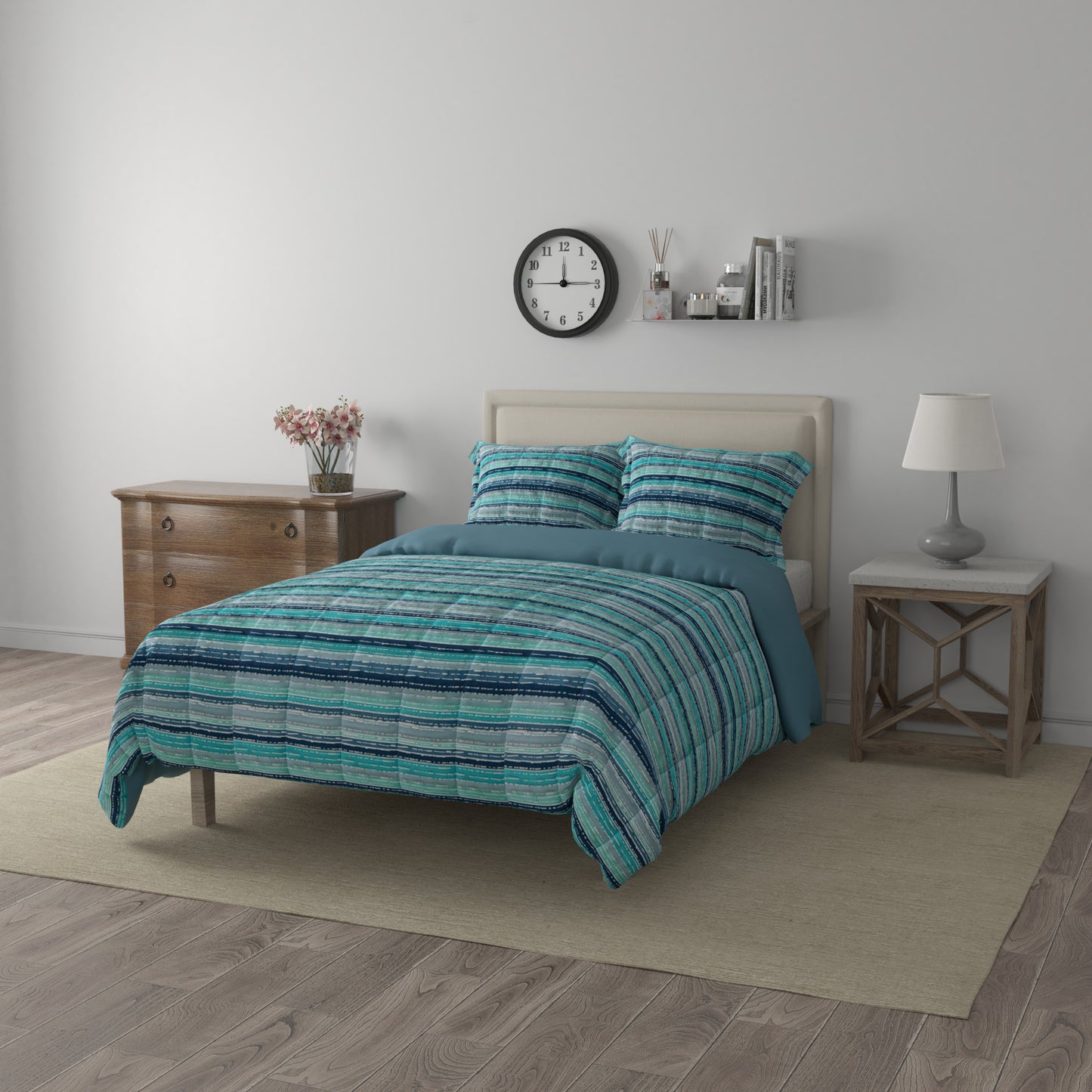 Turquoise Stripe Comforter Set