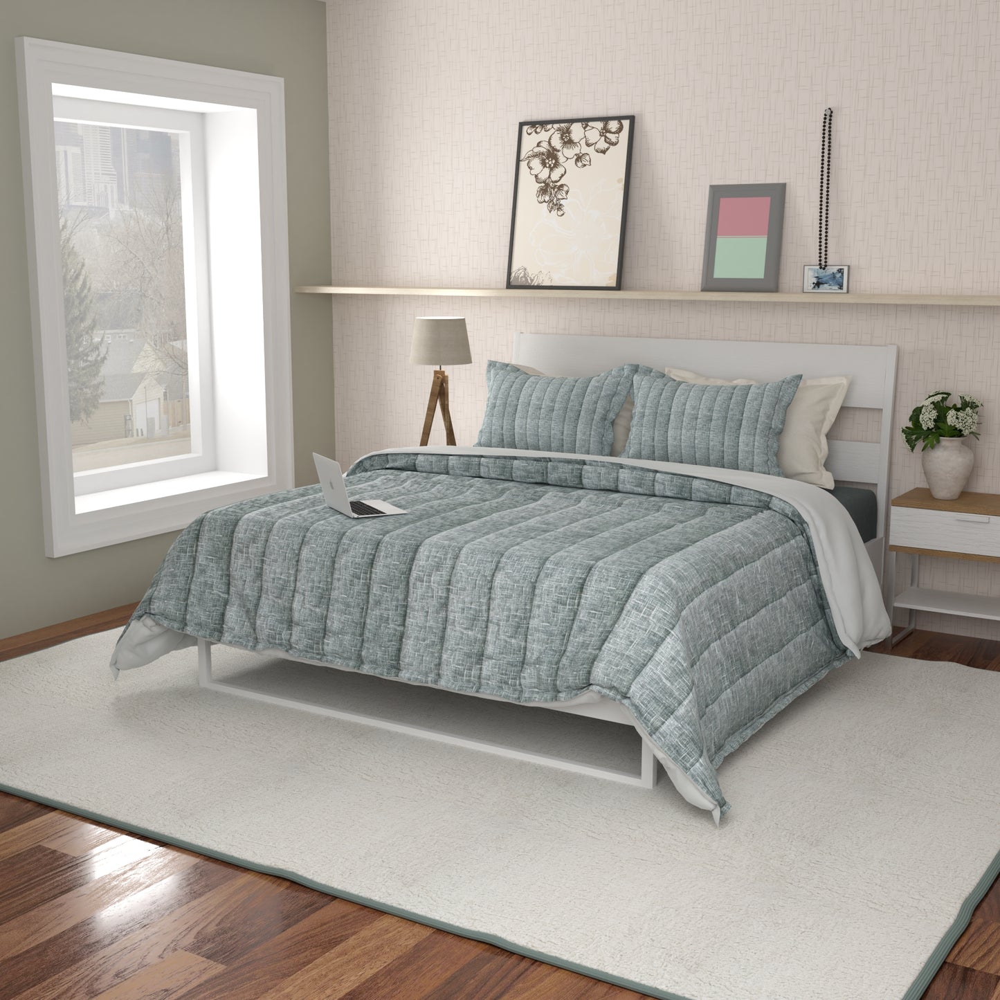 Grey Grid Comforter Set
